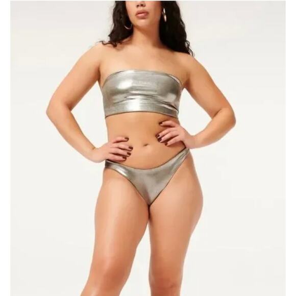 NWOT Good American Better Bikini Bottom – Metallic Gold Swim – Size 3 / L - Picture 3 of 6